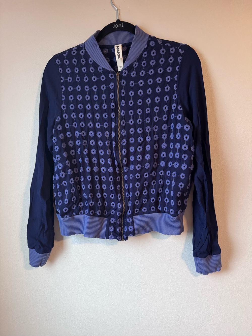 AMADI Navy and Periwinkle Bomber Jacket